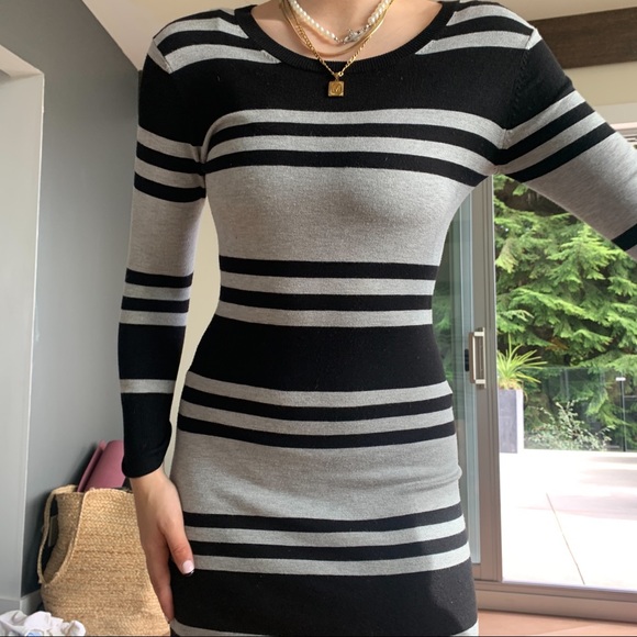 French Connection long sleeve stripped dress - Picture 2 of 3
